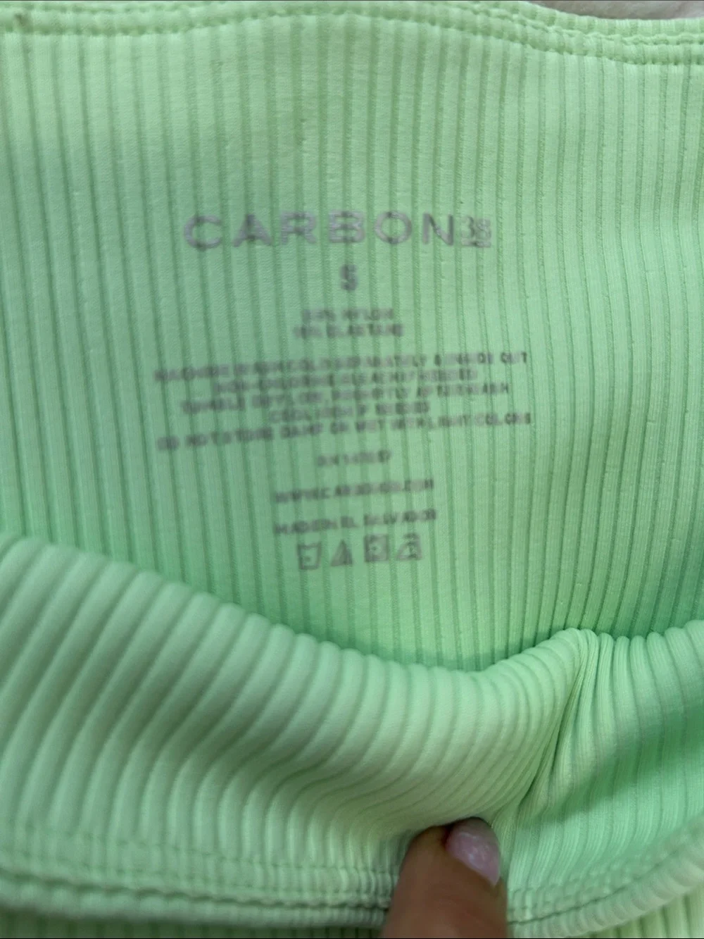 Carbon38 Light Green Ribbed Leggings